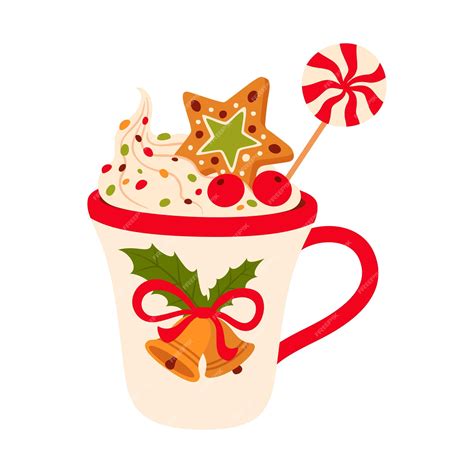 Premium Vector Christmas Cup Of Mulled Wine With Ginger Cookies