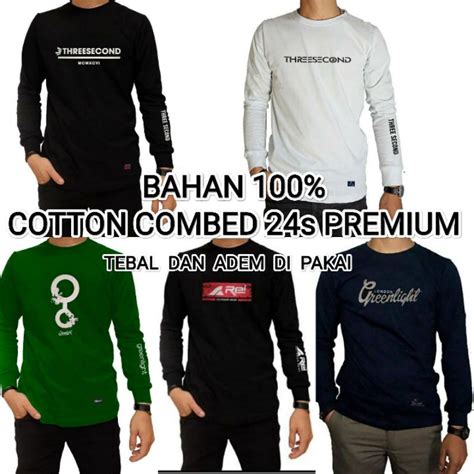 Jual Kaos Pria Lengan Panjang Cotton Combed S Original Kaos Distro