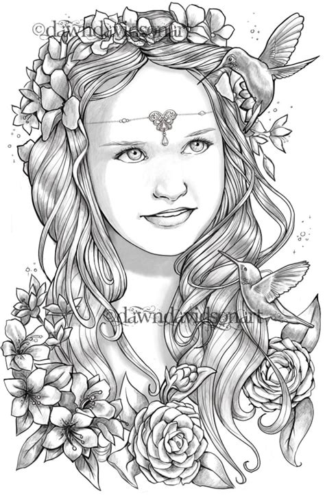 Beaux Portraits Coloriages Pages Imprimable Coloriage Pour Etsy