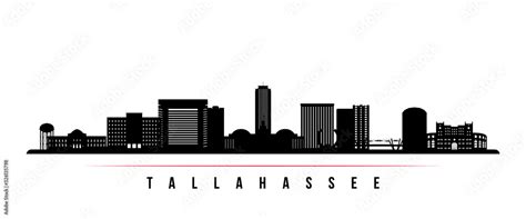 Tallahassee Skyline Horizontal Banner Black And White Silhouette Of Tallahassee Florida