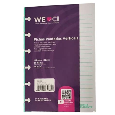 Ficha Pautada Vertical Folhas Mm X Mm Cifi Caderno