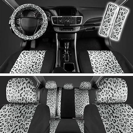 17 Pieces Leopard Print Car Accessories Set Includes Leopard Seat