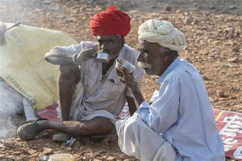 Indian Men In The Desert Thar During Pushkar Camel Mela Near Holy City