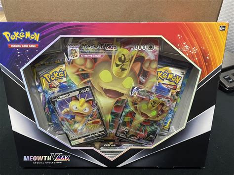 Pokemon TCG Meowth VMAX Collection Box 6ct Case Factory Sealed Cosmic