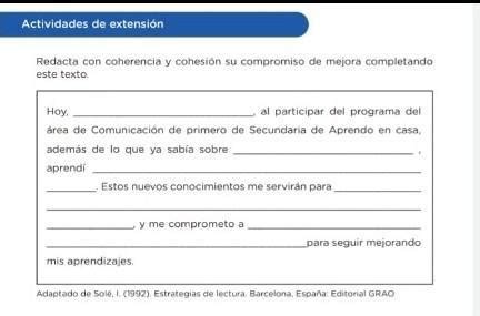 Redacta Con Coherencia Y Cohesion Su Compromiso De Mejora Completando