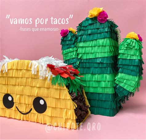 Taco Y Cactus Piñata Decoracion Fiesta Mexicana Manualidades