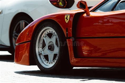 Side View Shot of a Red Ferrari F40 Car in the Street Editorial Photo ...