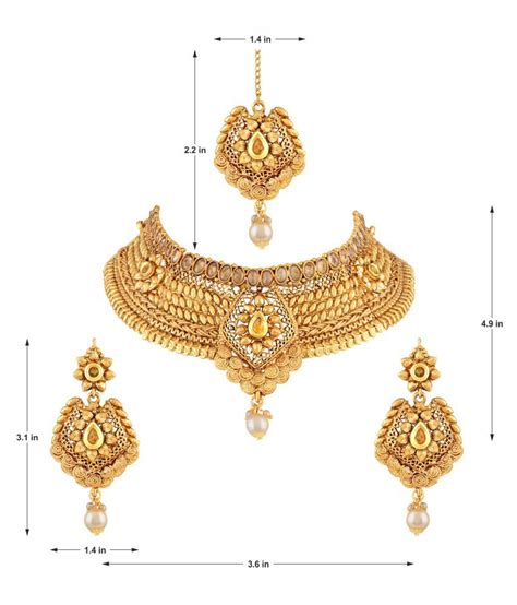 Asmitta Jewellery Zinc Golden Choker Traditional Gold Plated Necklaces