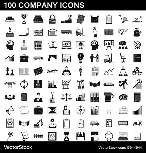 Company Icons Set Simple Style Royalty Free Vector Image