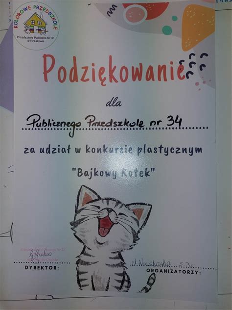 Bajkowy Kotek Podsumowanie Konkursu Przedszkole Publiczne Nr 34 W