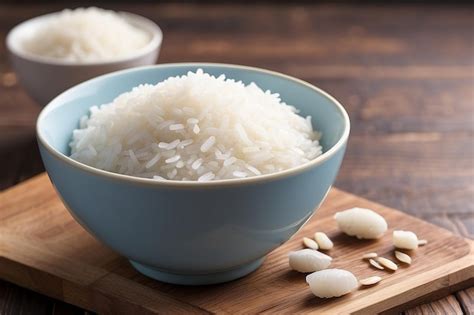 Premium Ai Image White Rice Is Placed In A Cup On The Wooden Floor