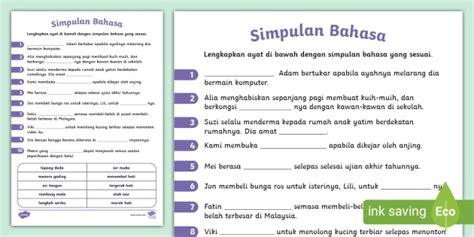 Latihan Simpulan Bahasa Tahun 6 Mosop