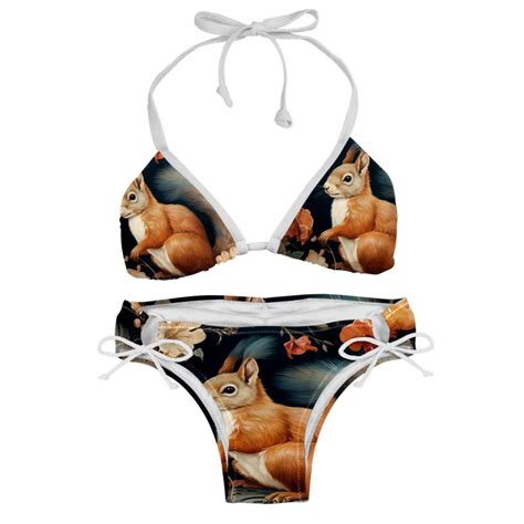 Squirrel Women S Swimwear Bikini Set With Detachable Sponge And