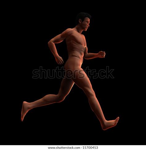 Ilustrasi Stok Side View Muscular Man Running Nude Shutterstock
