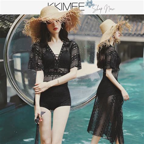 現貨遮手臂 大腿 屁屁 肚肚浪漫蕾絲深VSA 三件式沙龍裙 比基尼 BIKINI 遊泳衣 xl 蝦皮購物