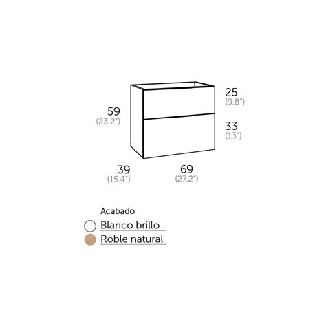 Mueble de Baño Suspendido COMET 70 de FONDO REDUCIDO