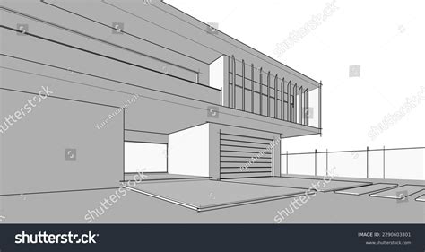 Modern House Sketch Drawing Vector Illustration Stock Vector (Royalty ...