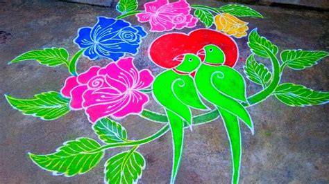 Parrot Kolam Thai Pongal Special Kolam Sankranti Muggulu Sankranti