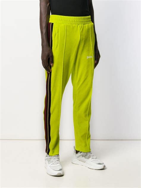 Palm Angels Cotton Velour Side Stripe Track Pants In Green For Men Lyst