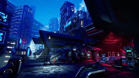 Cyberpunk city stylized sci fi environment in Environments - UE Marketplace