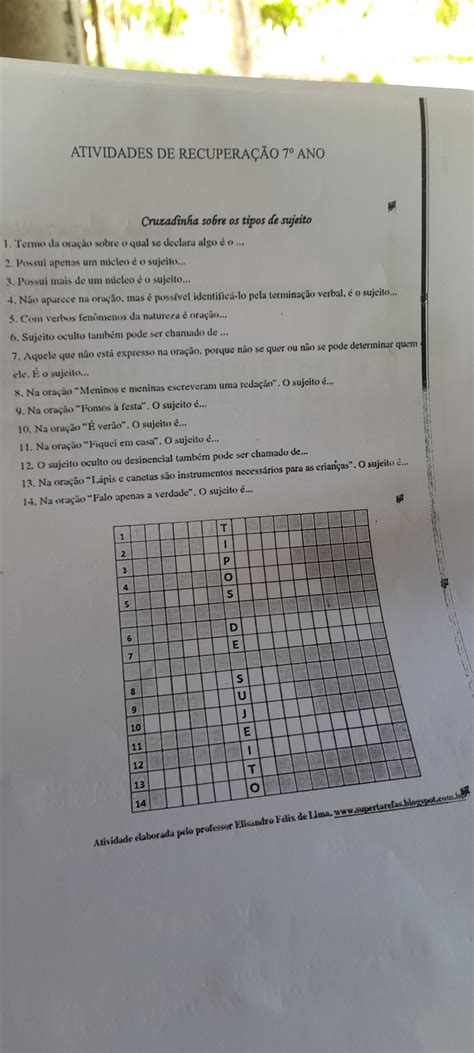 Exercícios Tipos De Sujeito Com Gabarito 8o Ano Pdf
