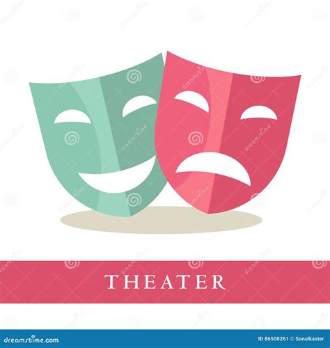 Theatre Pink and Blue Masks Icons Isolated on White Background Stock ...