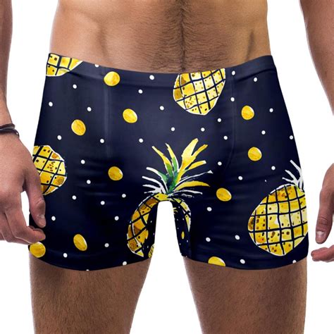 Swim Jammers For Men Swim Briefs For Men Navy Blue Polka Dot Tropical