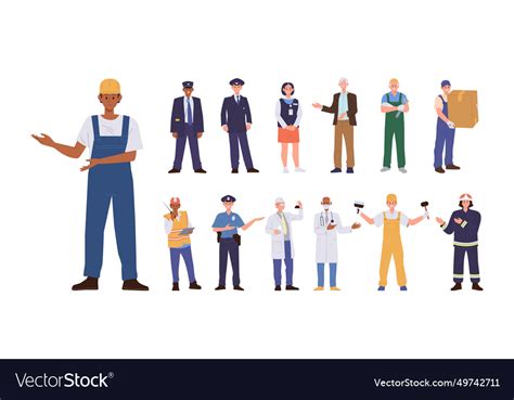 Different workers cartoon characters set Vector Image