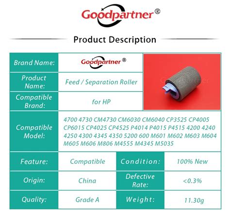 X Rm Rm Feed Separation Roller For Hp M M M