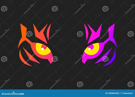 Tiger Eyes Icon Tiger Head Isolated On Black Background Stock Vector