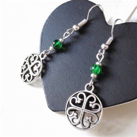 Boucles D Oreilles Noeuds Celtiques Argent S Verts F Riques Outlander