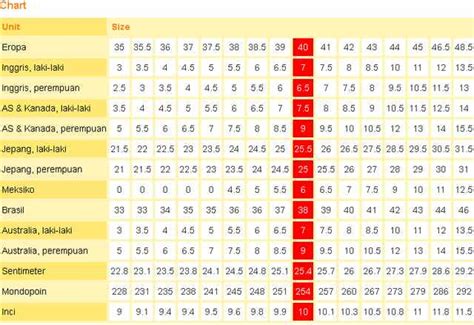 Konversi Ukuran Sepatu Dalam Us Uk Eu Dan Cm
