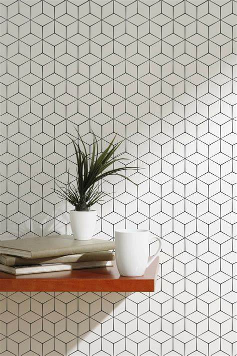 Geometric cube Peel and Stick Wallpaper or Non-pasted