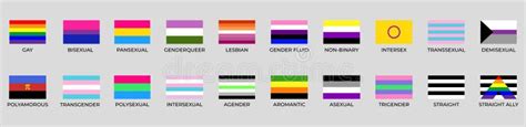 Flags Of Lgbt Gay Lesbian Bisexual Transgender And Pride Symbols Stock Vector Illustration