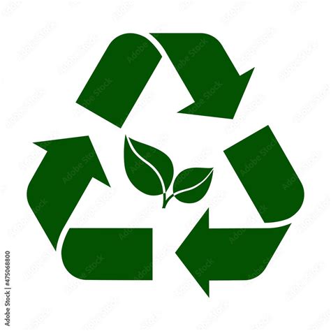 Icon Of Recycling Sign And Green Leaves Symbol Of Circular Economy And