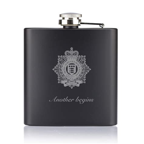 Black Shine Personalised Hip Flask For Men Engravers Guild Of London