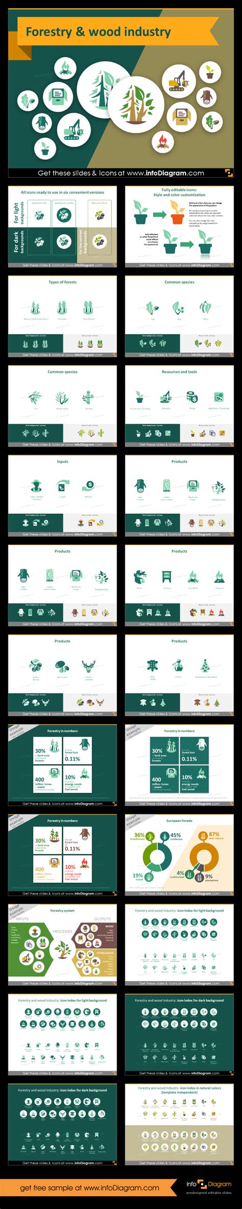 Agriculture icons - Forestry, Wood Industry (PPT flat clipart ...