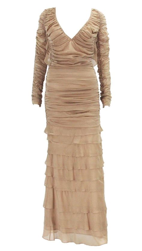 Tom Ford For Gucci Nude Silk Ruched Backless Gown