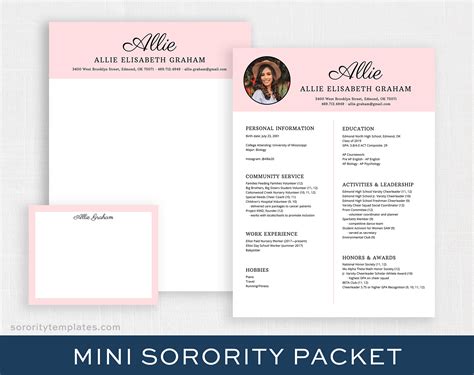 Free Sorority Resume Template Printable Templates