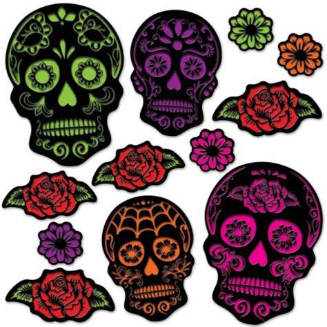 Beistle Halloween Party Decoration Day Of The Dead Sugar Skull Cutouts