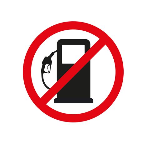 No Fuel Station Or No Gas Pump Sign Vector Illustration Red Circle