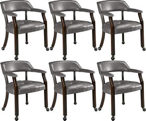 Leemtorig Set Of 6 Large Dining Chairs With Casters And