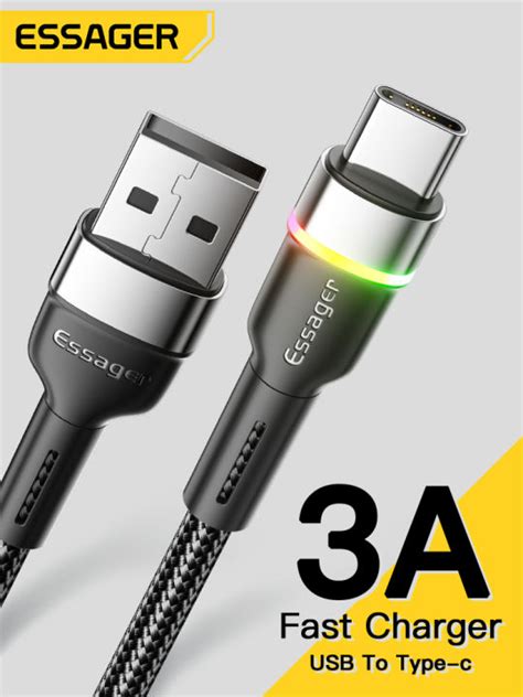 Essager Led Type C Cable Is Suitable For Xiaomi Samsung Huawei A Fast