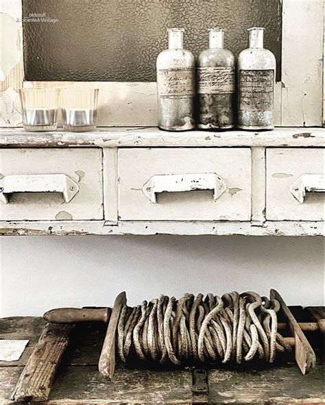 Old Bottles Old Bottles Rustic White Farmhouse Kitchen