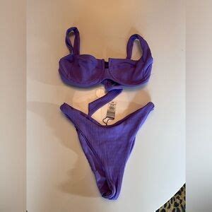 L Space Swim Lspace Pointelle Rib Camellia Bikini Top And Cabana Bikini Bottom Never Worn