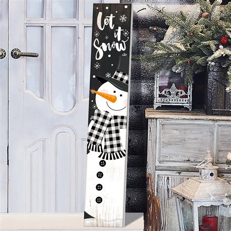 Menkxi Winter Snowman Welcome Sign For Front Porch Rustic