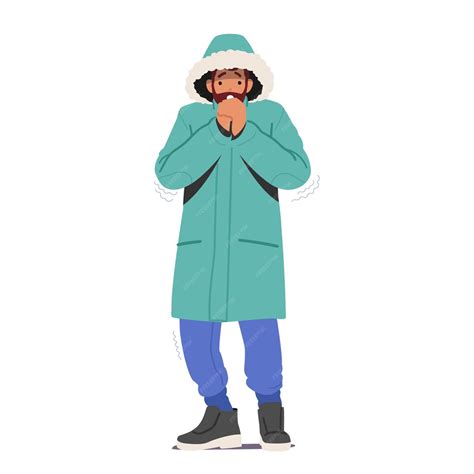 Premium Vector Cold Weather Concept Freezing Male Character Wearing