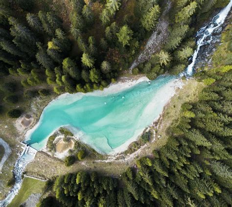 Aerial View of Emerald Lake in Livigno, ItalyFree Stock Photo