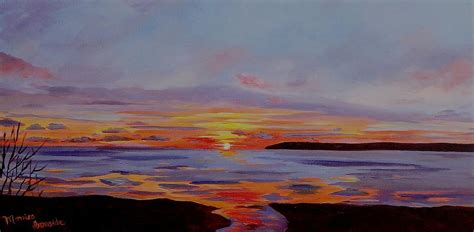 Georgian Bay Winter Sunset Painting by Monica Ironside | Fine Art America