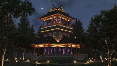 Chinese Temple ( Night ) - Ronen Bekerman - 3D Architectural ...